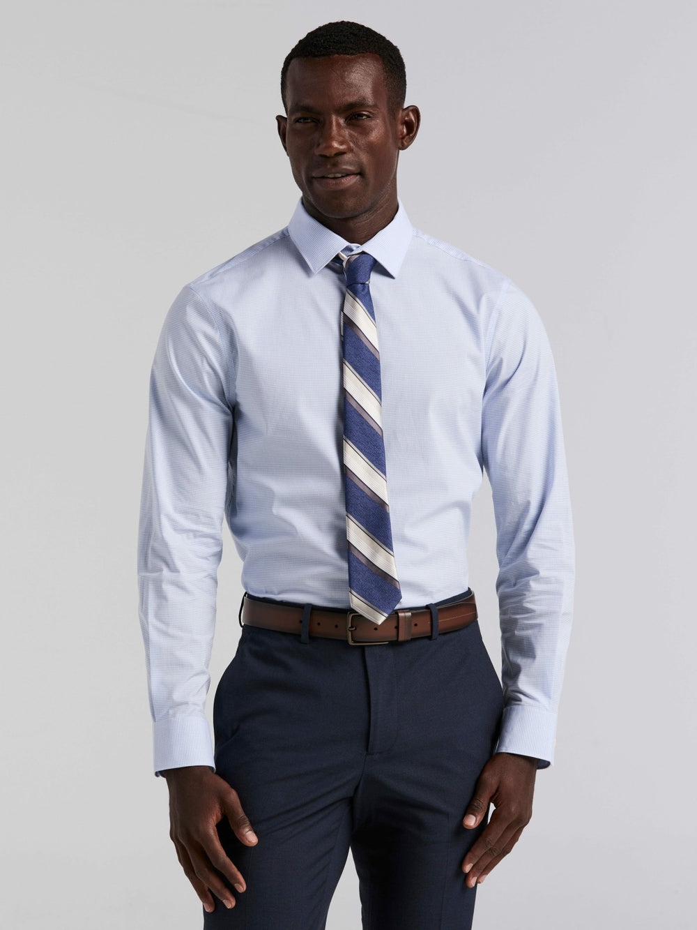 Mini Check Slim Fit Cotton Shirt - Perry Ellis US