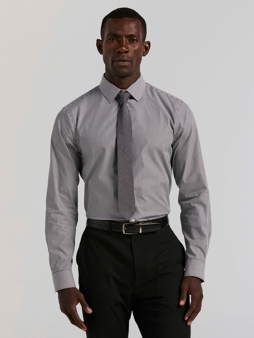 Slim Fit Bengal Stripe Cotton Dress Shirt - Perry Ellis online