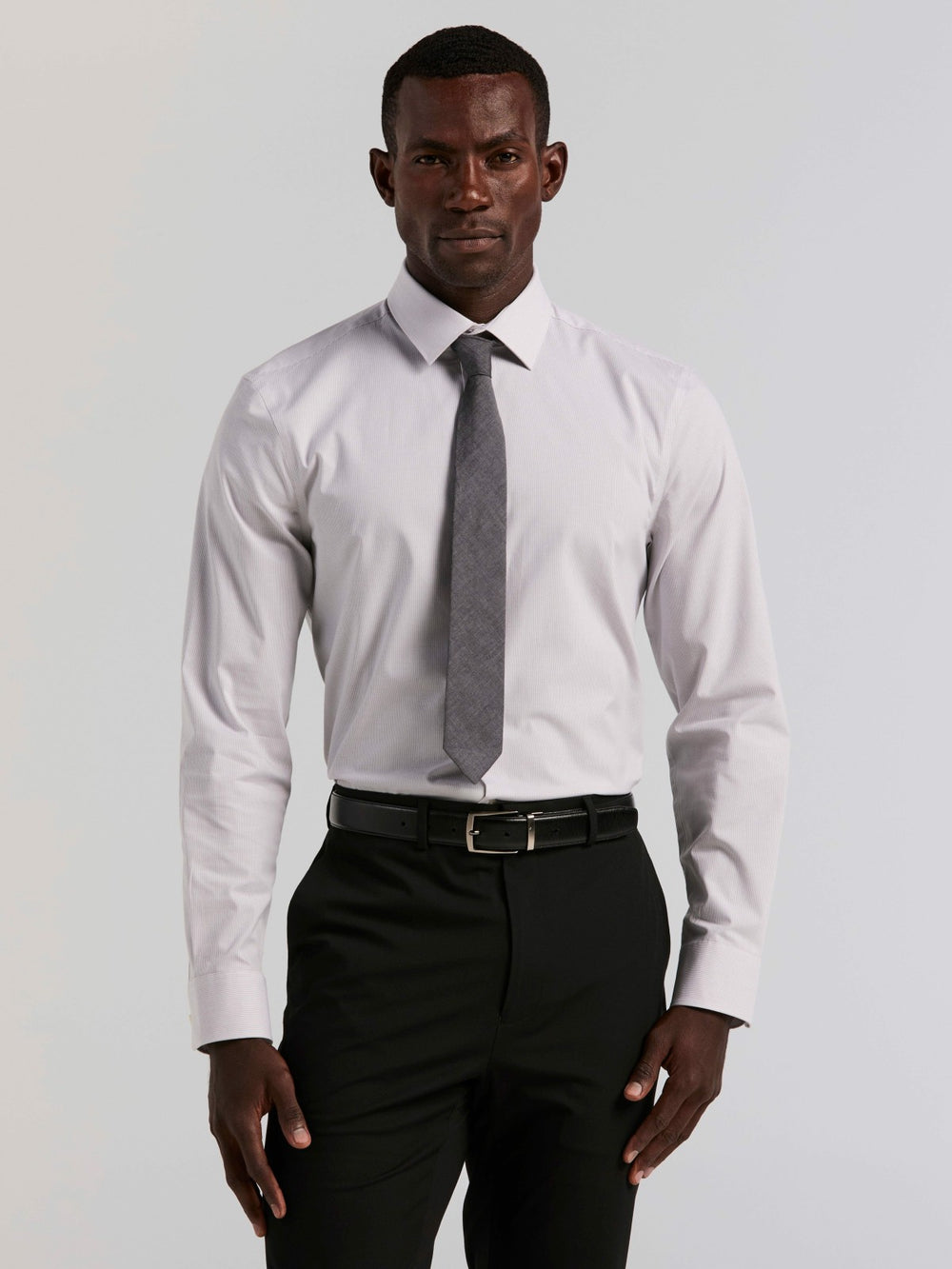 Slim Fit Mini Stripe Dress Shirt - Perry Ellis sale