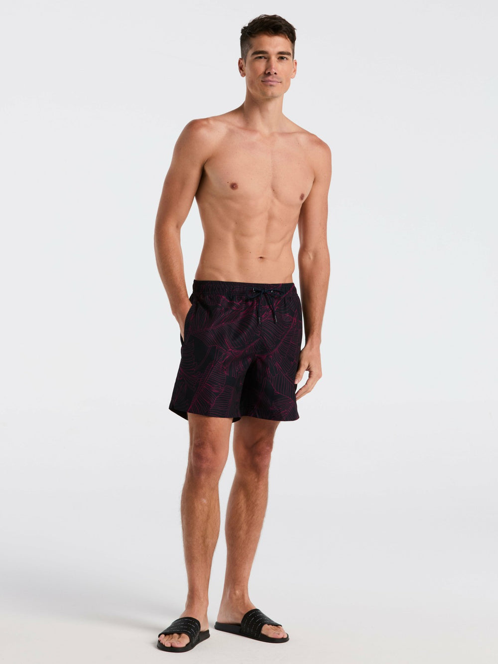 Botanical Line Print Swim Trunk - Perry Ellis on sale