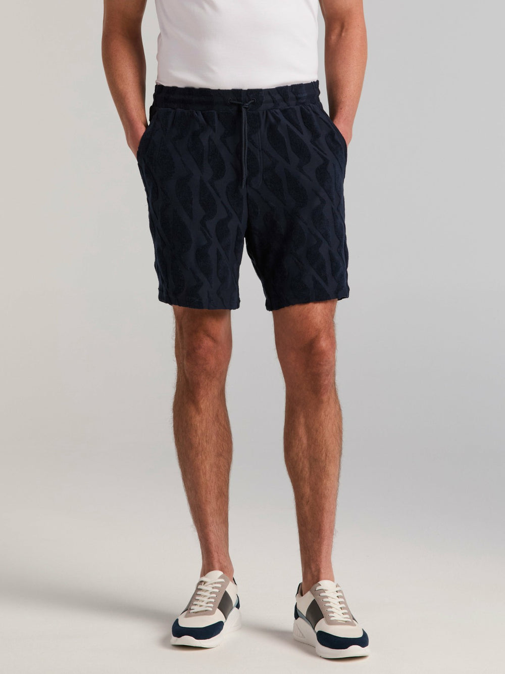 Jacquard Terry Cloth Drawstring Shorts - Perry Ellis near me