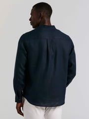 Solid Linen Popover Shirt - Perry Ellis US