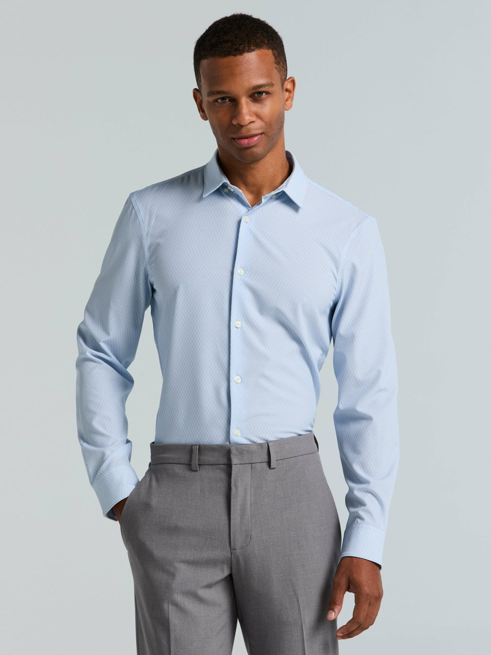 Slim Fit Total Stretch Diamond Geo Print Shirt - Perry Ellis US