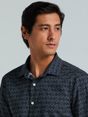Dotted Wave Print Slim Fit Total Stretch Shirt - Perry Ellis discount