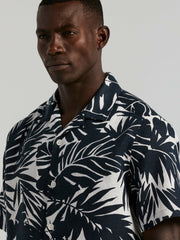 Tropical Leaf Print Camp Collar Shirt - Perry Ellis sale