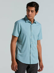Slim Fit Total Stretch Heathered Short Sleeve Shirt - Perry Ellis for sale