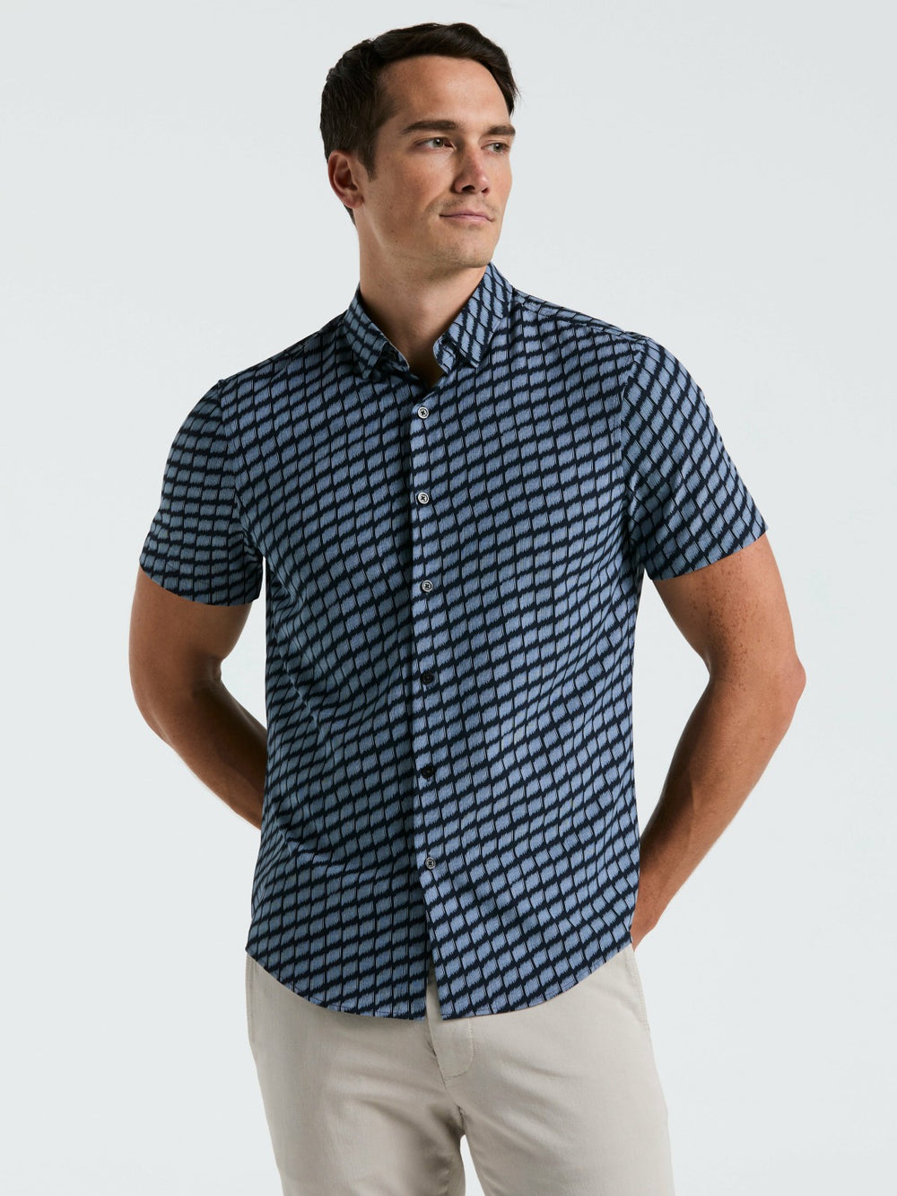 Total Stretch Hash Mark Print Slim Fit Shirt - Perry Ellis online
