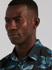 Magnolia Leaf Print Total Stretch Shirt - Perry Ellis US