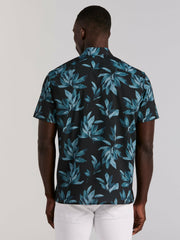 Magnolia Leaf Print Total Stretch Shirt - Perry Ellis US