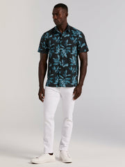 Magnolia Leaf Print Total Stretch Shirt - Perry Ellis US