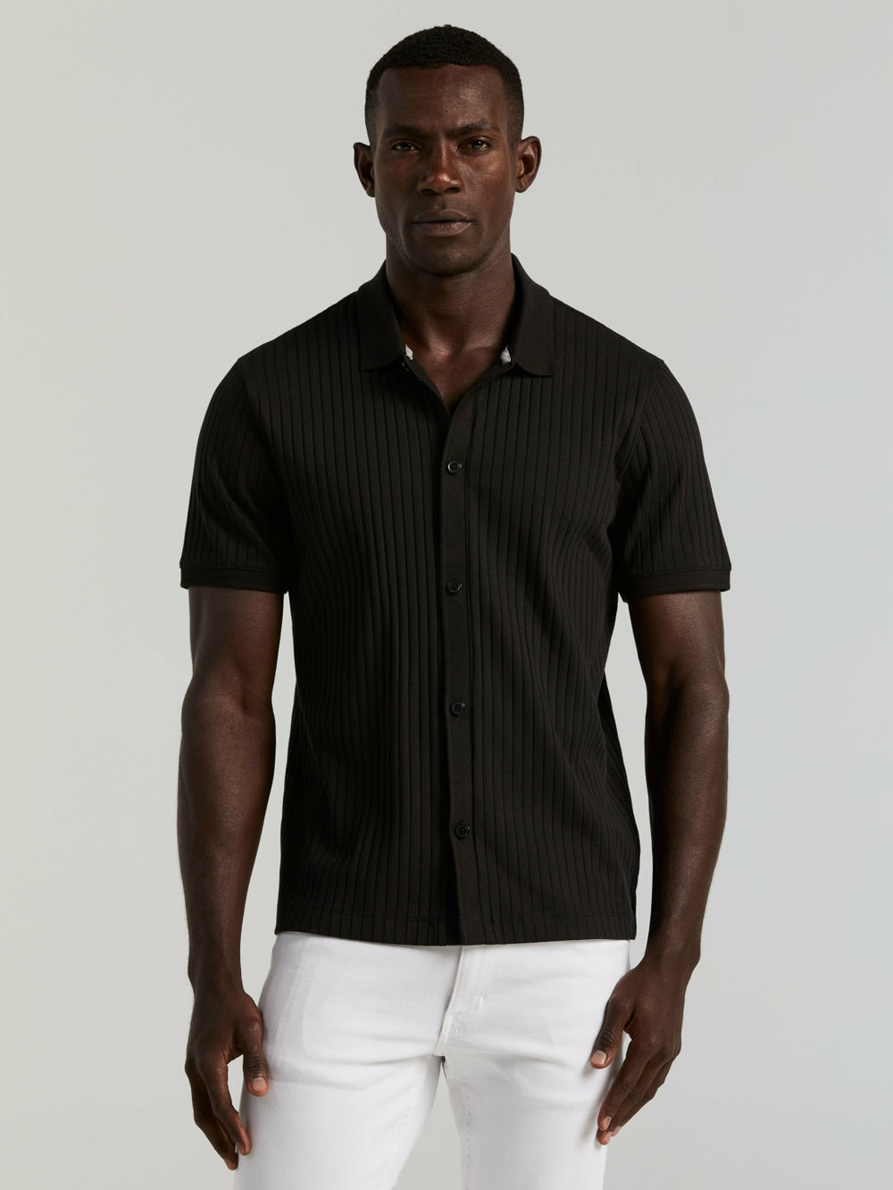 Ribbed Button Front Knit - Perry Ellis on sale