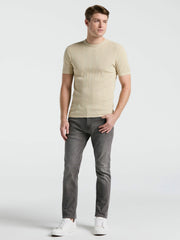 Tech Knit Mesh Striped Crew Neck Shirt - Perry Ellis discount