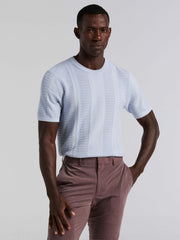 Textured Stripe Crew Neck Sweater Tee - Perry Ellis US