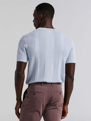 Textured Stripe Crew Neck Sweater Tee - Perry Ellis US