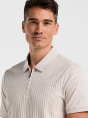 Ribbed Quarter Zip Heathered Polo - Perry Ellis discount