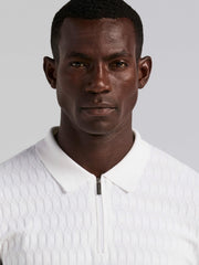 Geometric Pattern Zip Polo Sweater - Perry Ellis sale