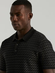 Cotton Jacquard 3 Button Sweater Polo - Perry Ellis on sale