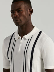 Cotton Modal Striped Zip Sweater Polo - Perry Ellis discount