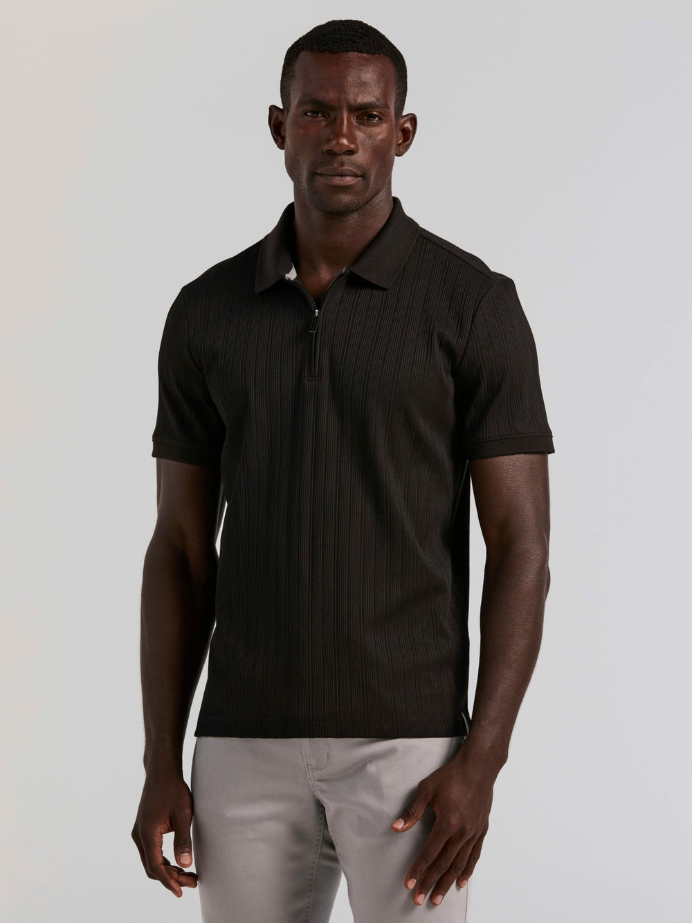 Variegated Vertical Ribbed Zip Polo - Perry Ellis near me