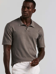 Tech Knit Open Collar Sweater Polo - Perry Ellis sale