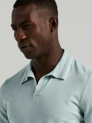 Tech Knit Open Collar Tipped Sweater Polo - Perry Ellis for sale