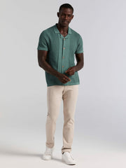 Cotton Jacquard Open Stitch Button Front Sweater - Perry Ellis discount