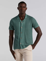 Cotton Jacquard Open Stitch Button Front Sweater - Perry Ellis discount