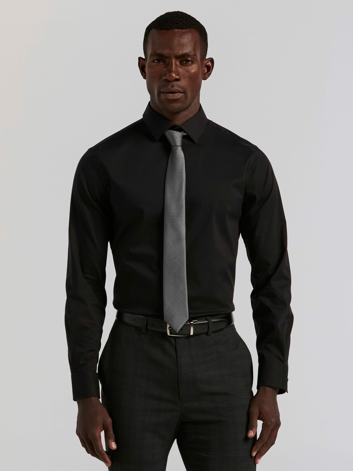 Cotton Blend Slim Fit Dress Shirt -  Perry Ellis US