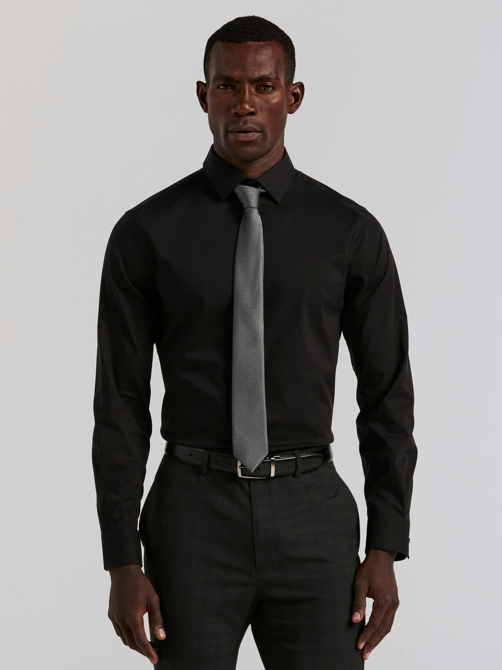 Cotton Blend Slim Fit Dress Shirt -  Perry Ellis US