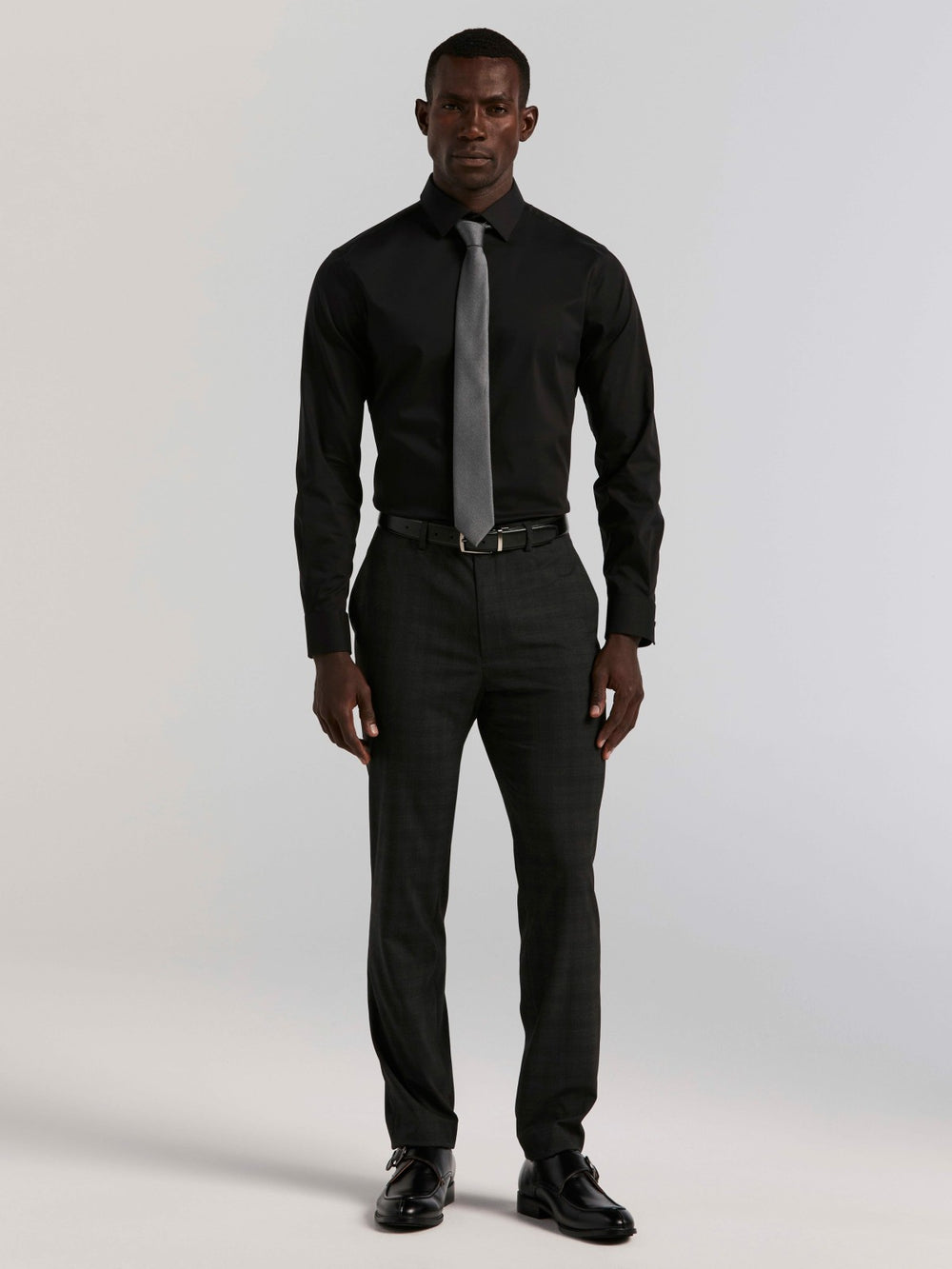 Cotton Blend Slim Fit Dress Shirt -  Perry Ellis US
