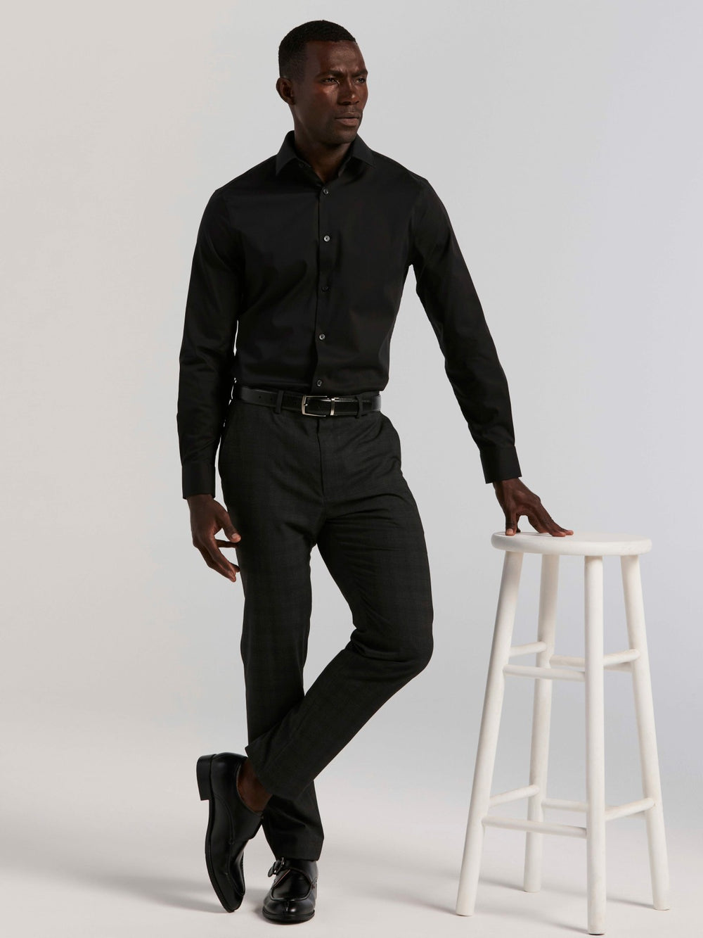 Cotton Blend Slim Fit Dress Shirt -  Perry Ellis US