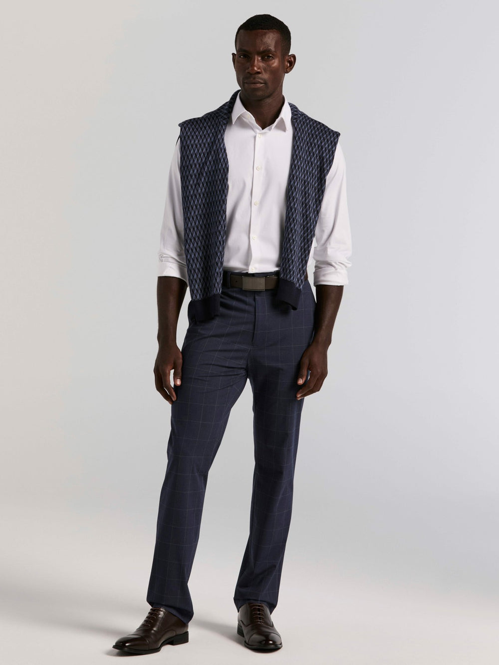 Cotton Blend Slim Fit Dress Shirt -  Perry Ellis US