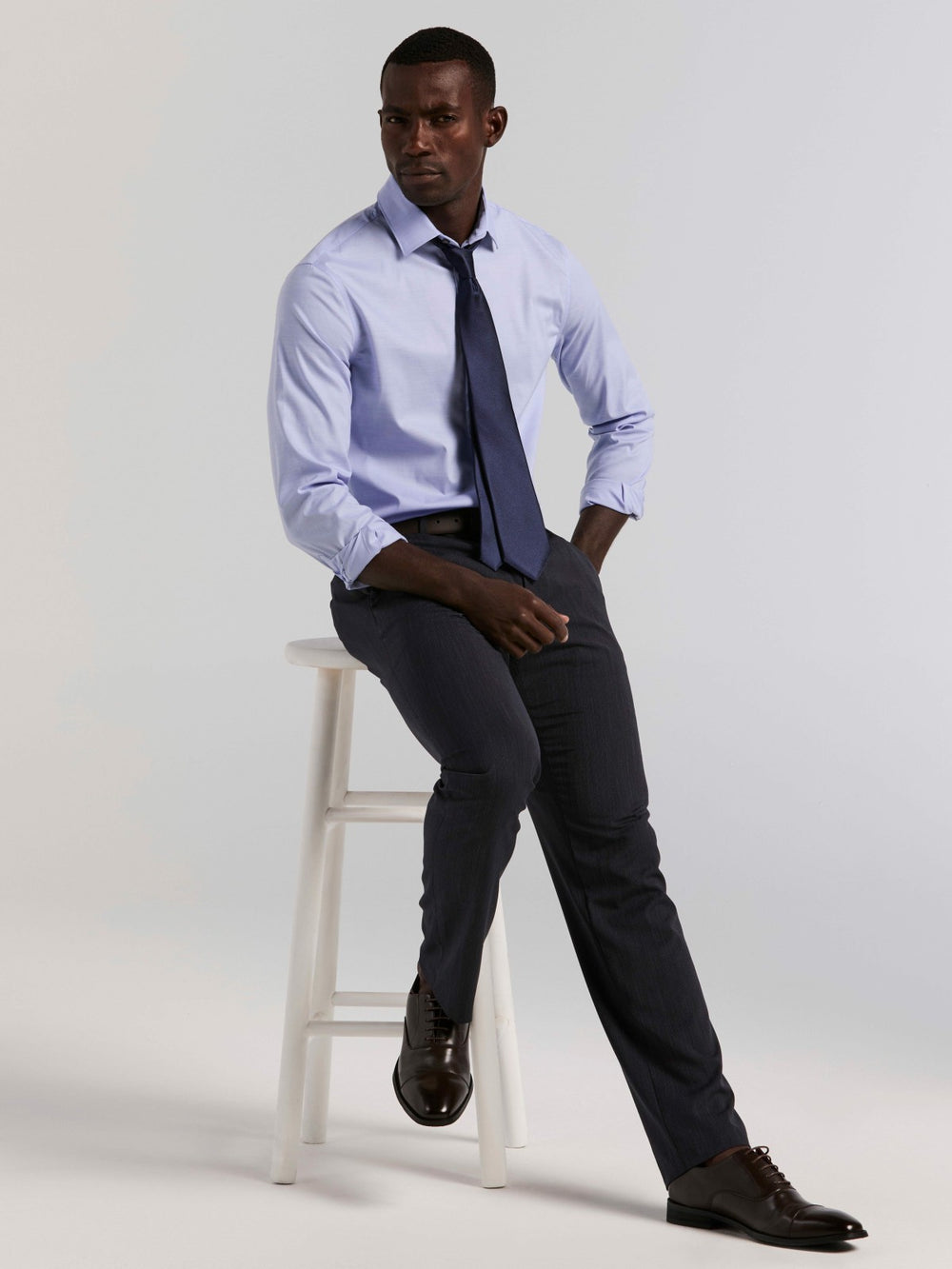 Cotton Blend Slim Fit Dress Shirt -  Perry Ellis US