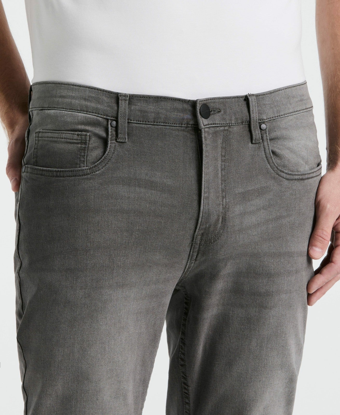 Men's Slim Fit Light Wash Grey Denim Pants -  Perry Ellis for sale