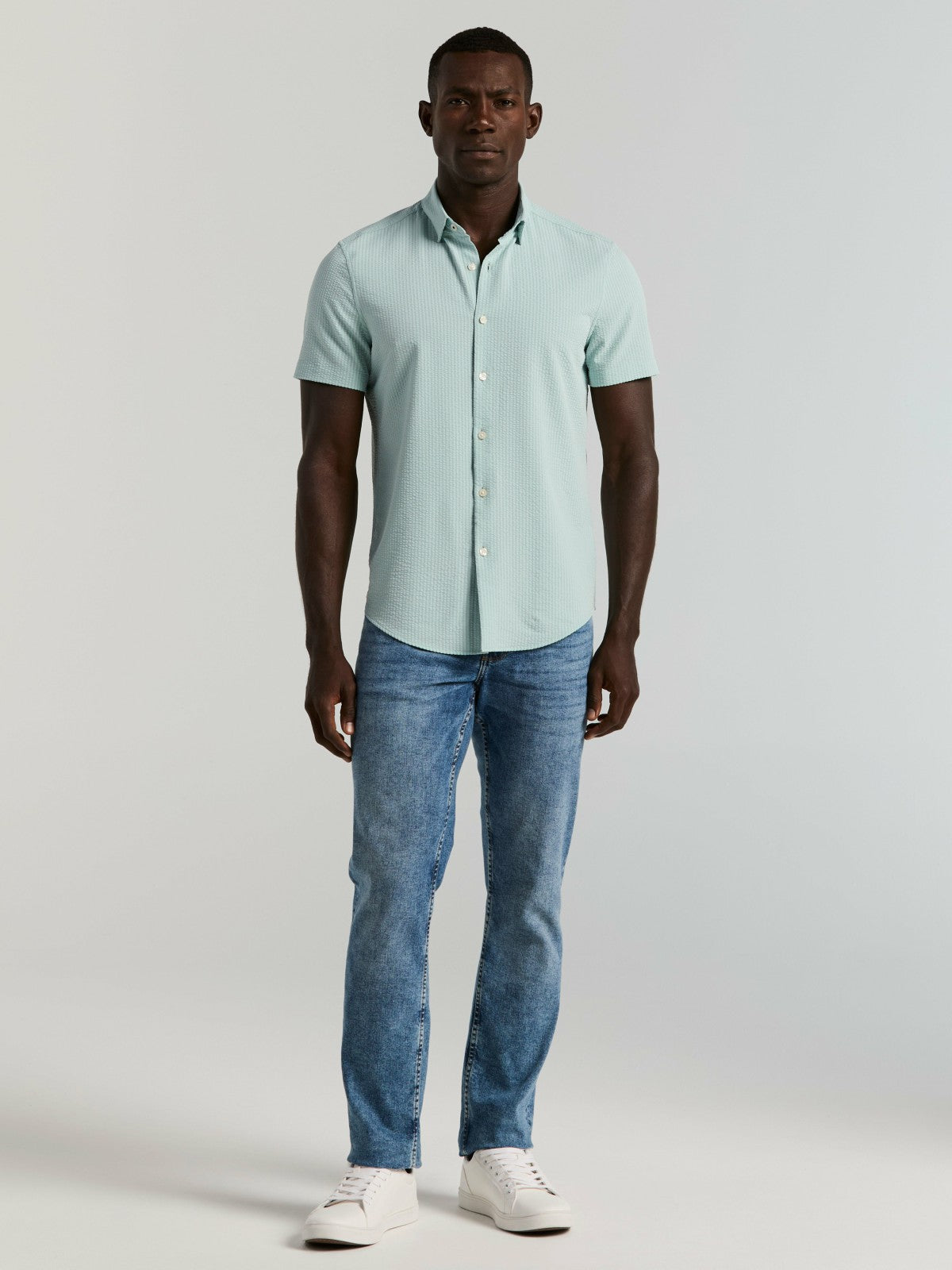 Stretch Seersucker Slim Fit Shirt -  Perry Ellis near me