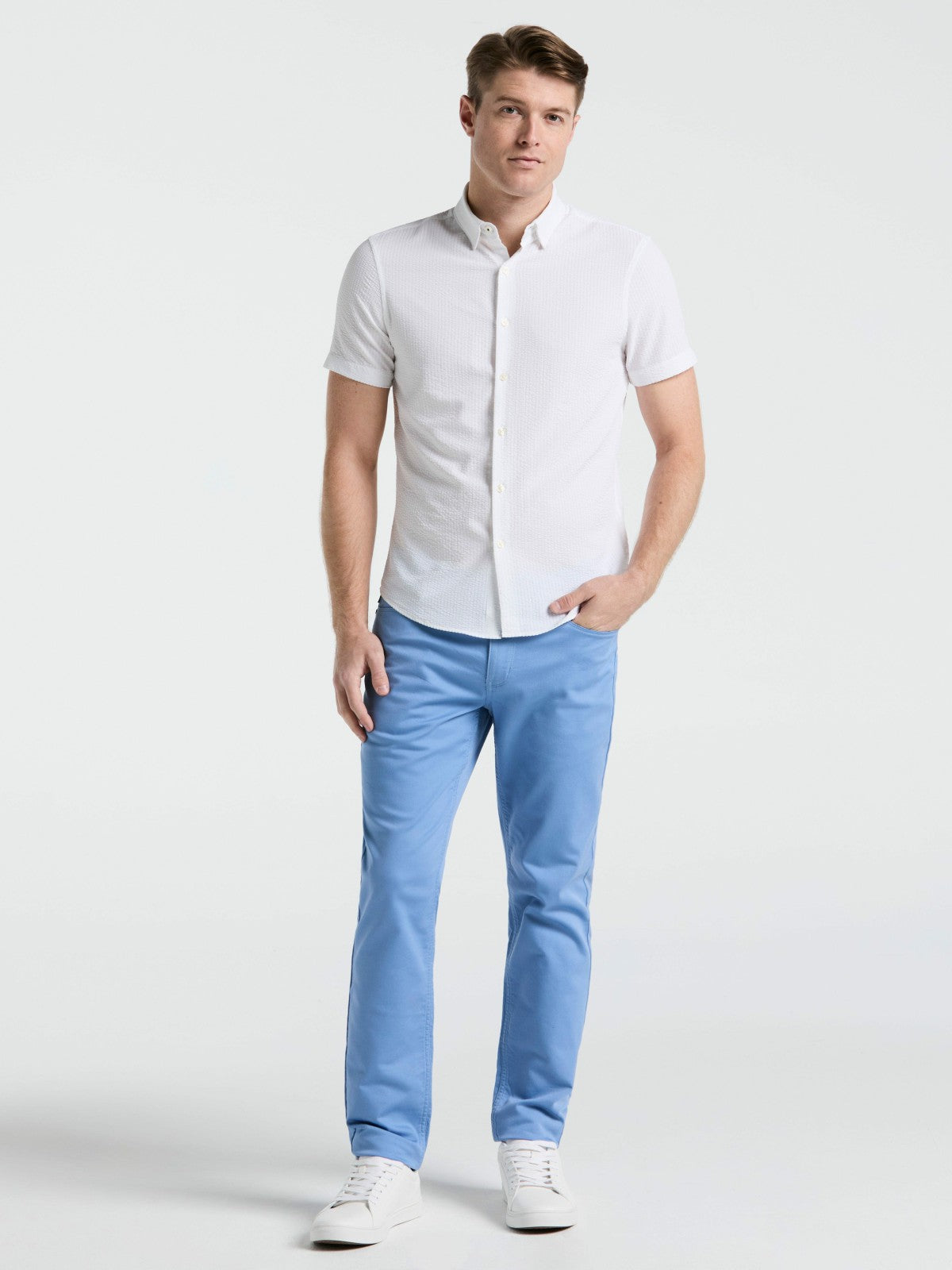 Stretch Seersucker Slim Fit Shirt -  Perry Ellis near me