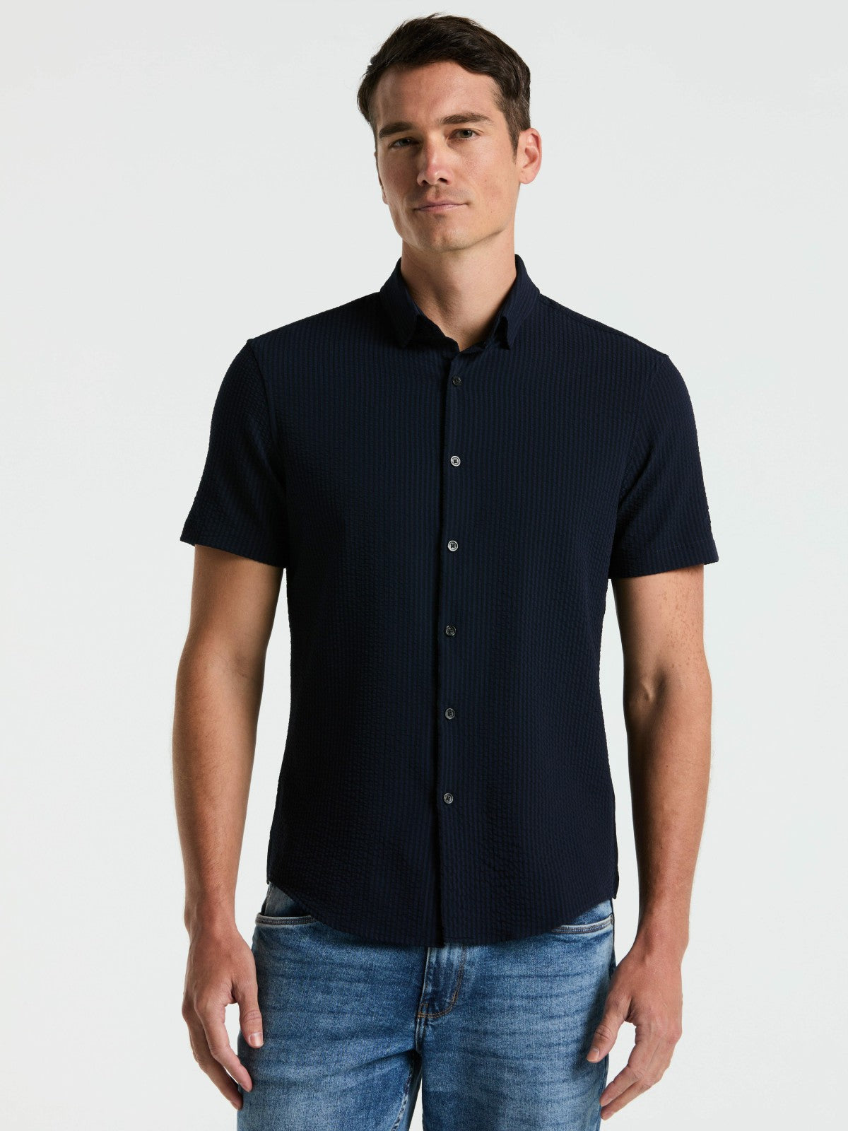 Stretch Seersucker Slim Fit Shirt -  Perry Ellis near me