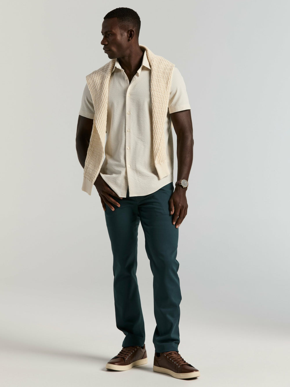 Stretch Seersucker Slim Fit Shirt -  Perry Ellis near me