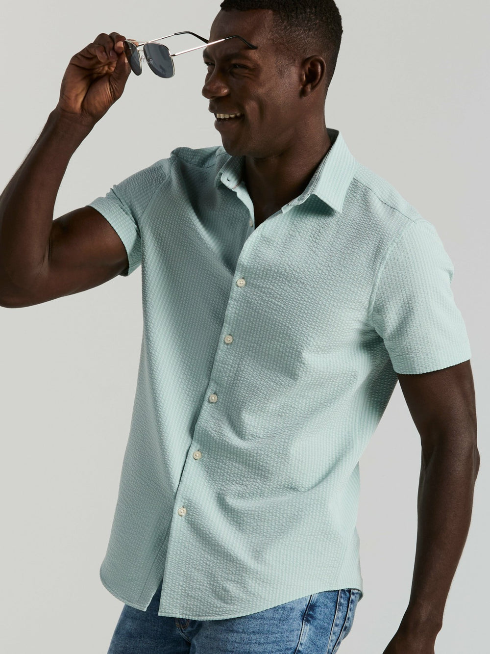Stretch Seersucker Slim Fit Shirt -  Perry Ellis near me
