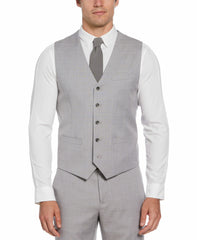 Felt Gray Window Pane Plaid Vest - Gray -  Perry Ellis sale