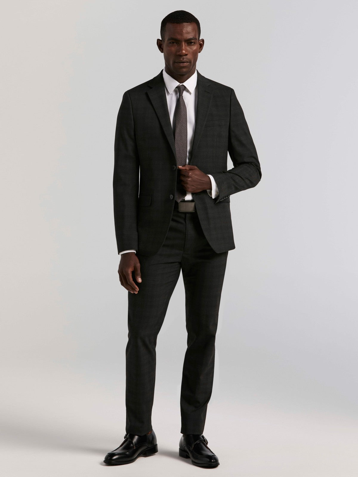 Skinny Fit Charcoal Plaid Suit Pant -  Perry Ellis discount