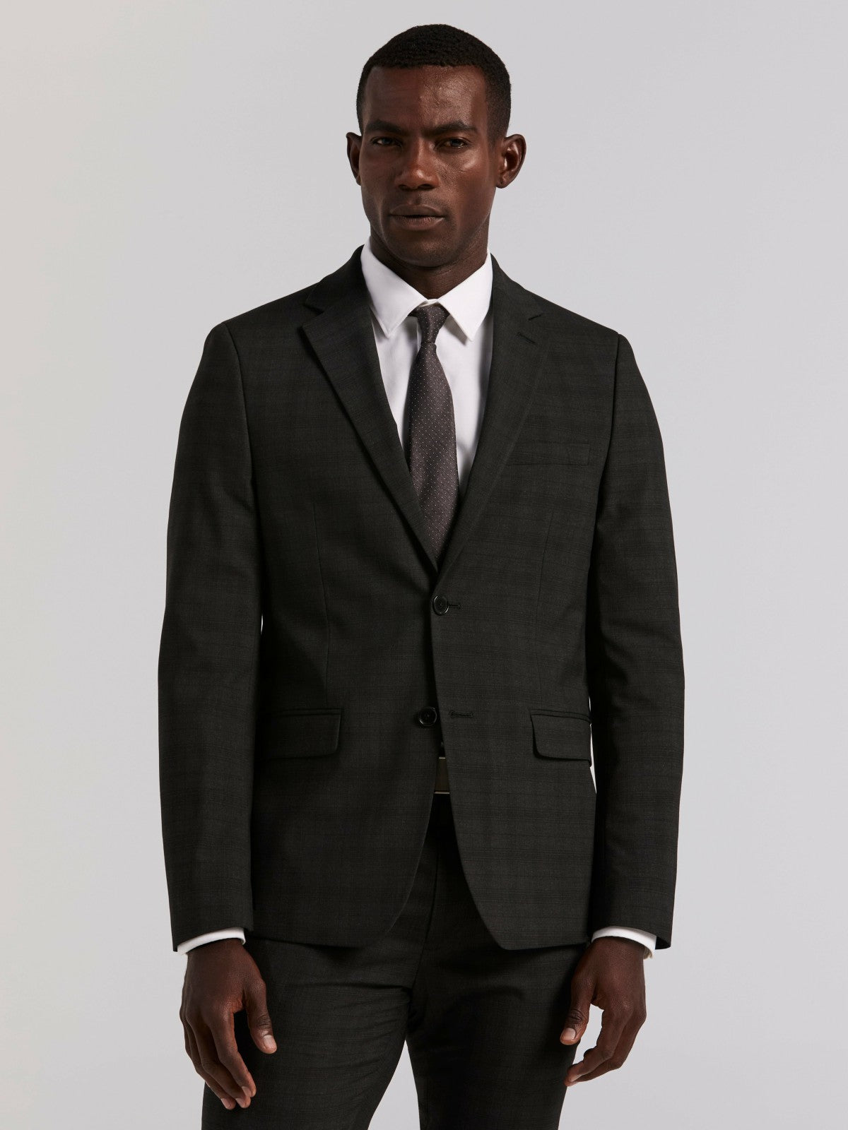 Skinny Fit Charcoal Plaid Suit Jacket -  Perry Ellis US