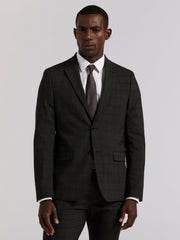 Skinny Fit Charcoal Plaid Suit Jacket -  Perry Ellis US