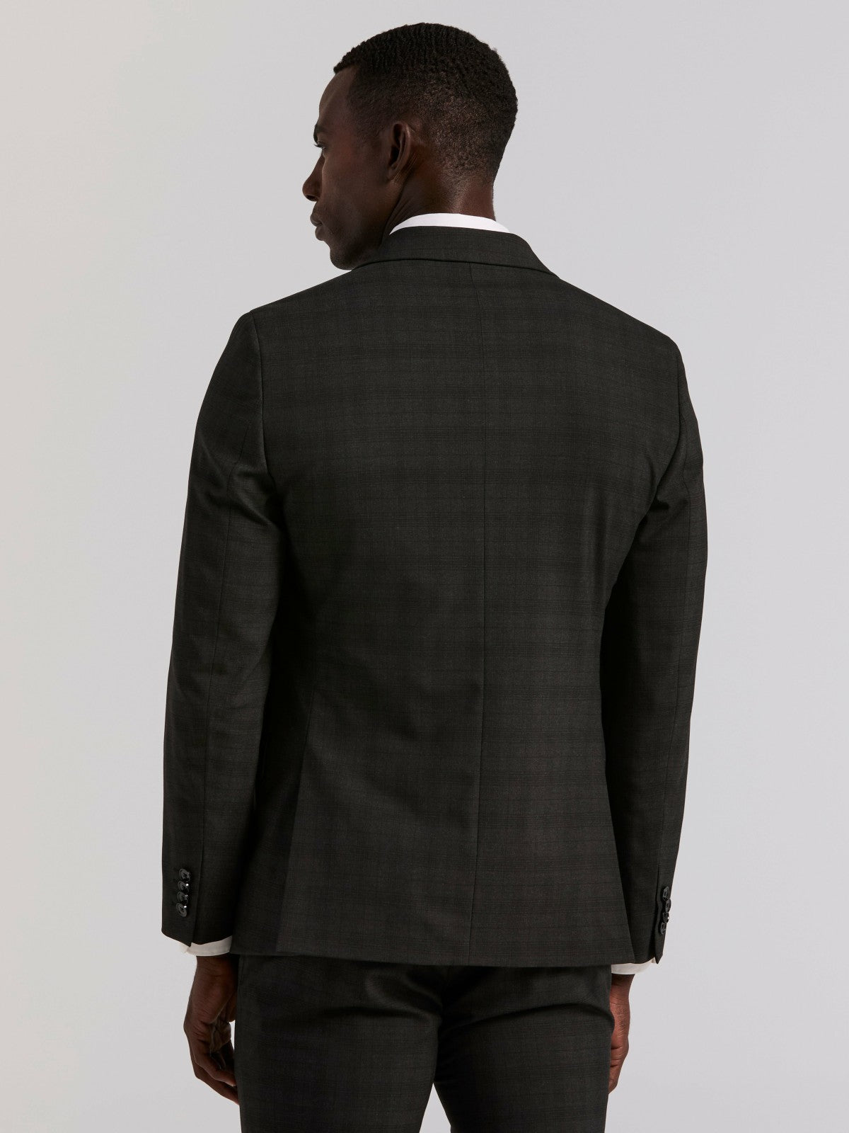 Skinny Fit Charcoal Plaid Suit Jacket -  Perry Ellis US