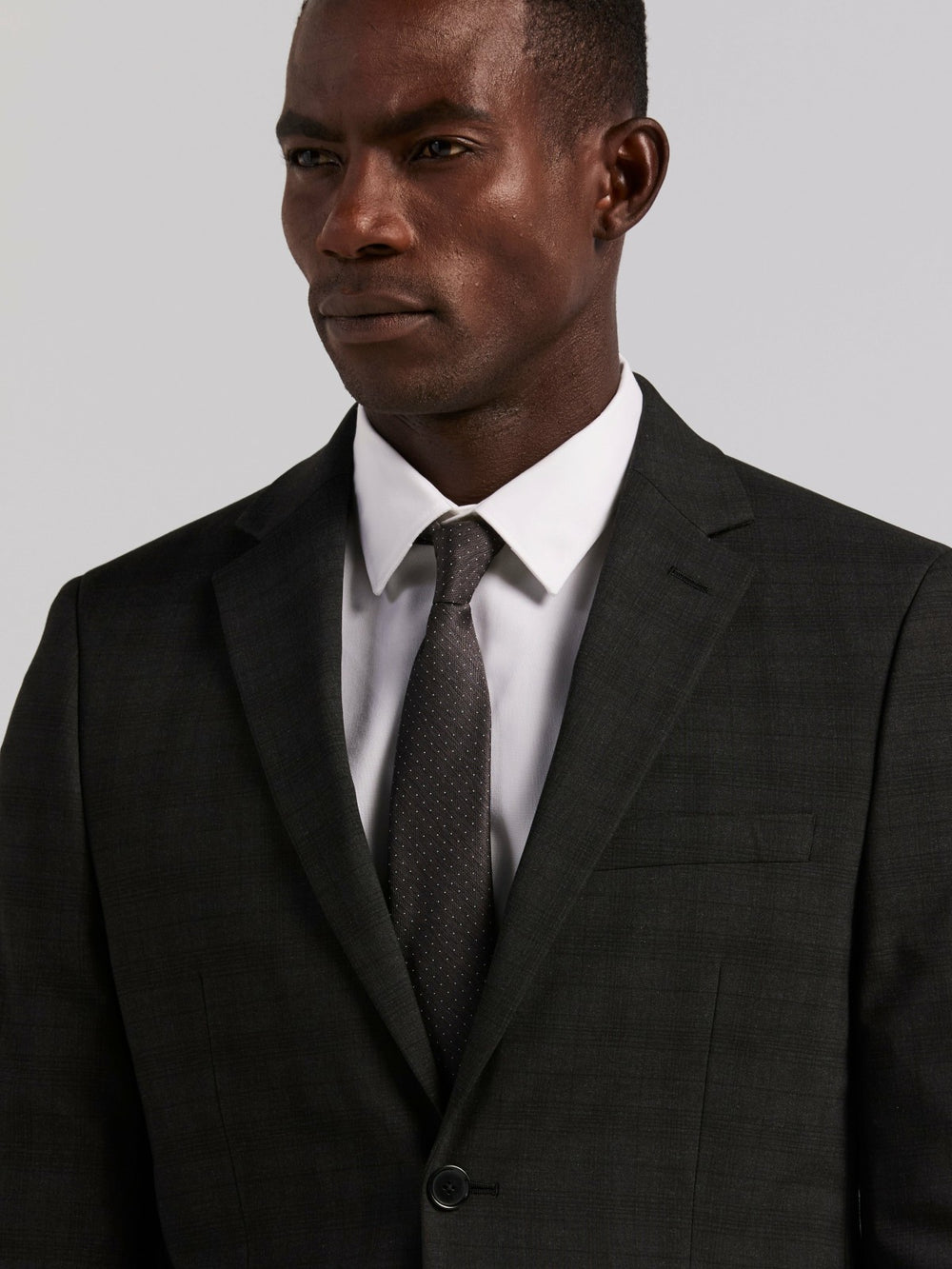 Skinny Fit Charcoal Plaid Suit Jacket -  Perry Ellis US