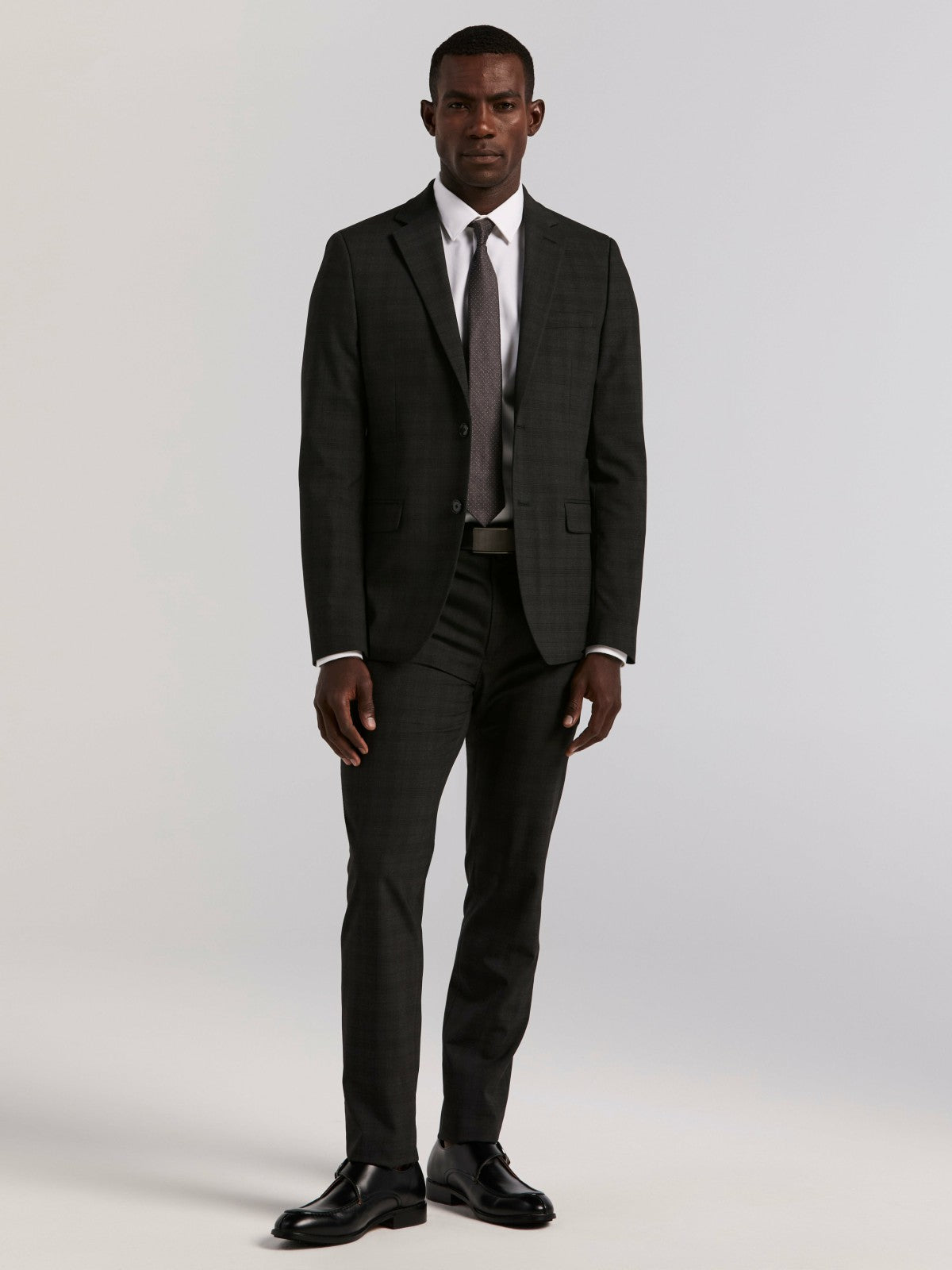 Skinny Fit Charcoal Plaid Suit Jacket -  Perry Ellis US