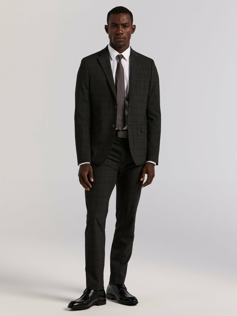 Skinny Fit Charcoal Plaid Suit Jacket -  Perry Ellis US