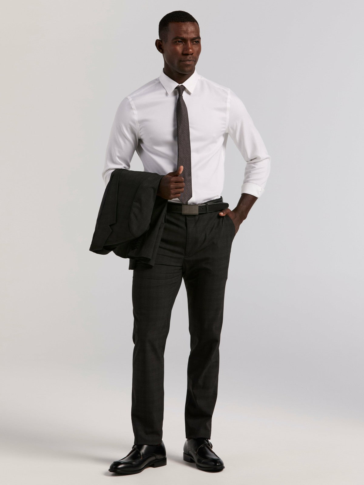Skinny Fit Charcoal Plaid Suit Jacket -  Perry Ellis US