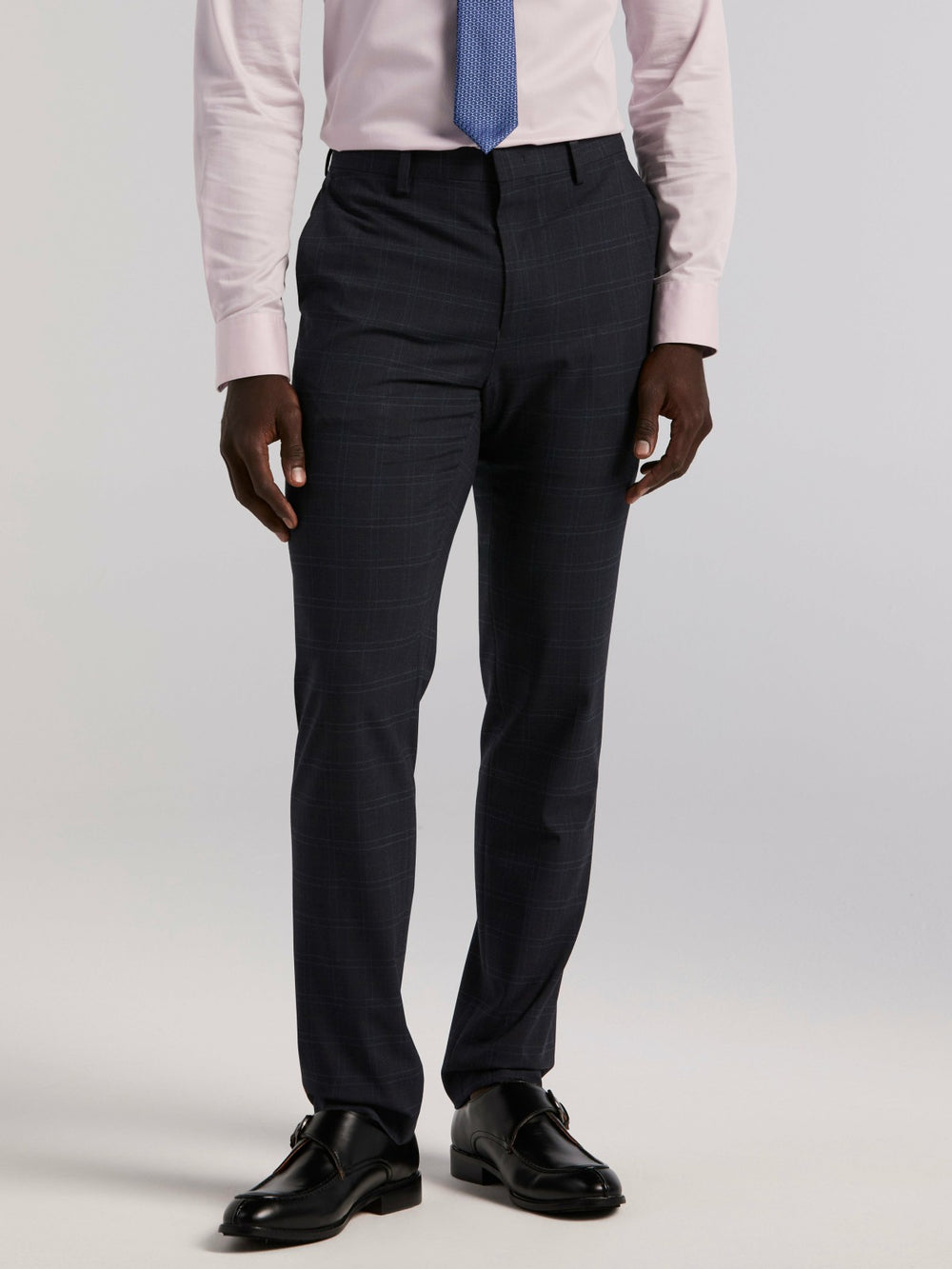 Skinny Fit Navy Plaid Suit Pant -  Perry Ellis sale