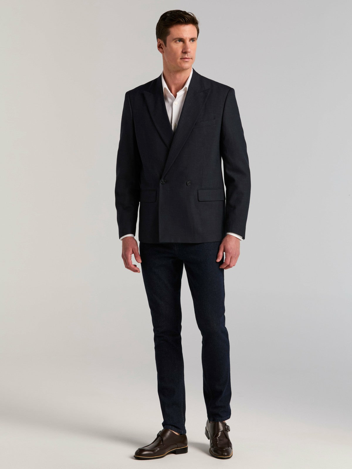 Stretch Double Breasted Suit Jacket -  Perry Ellis sale
